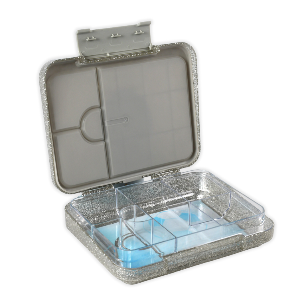 Bento Lunchbox (Large) - Sparkle Silver Soccer