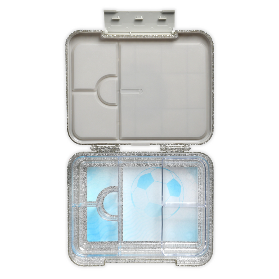 Bento Lunchbox (Large) - Sparkle Silver Soccer