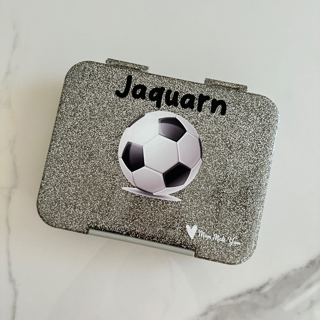 Bento Lunchbox (Large) - Sparkle Silver Soccer