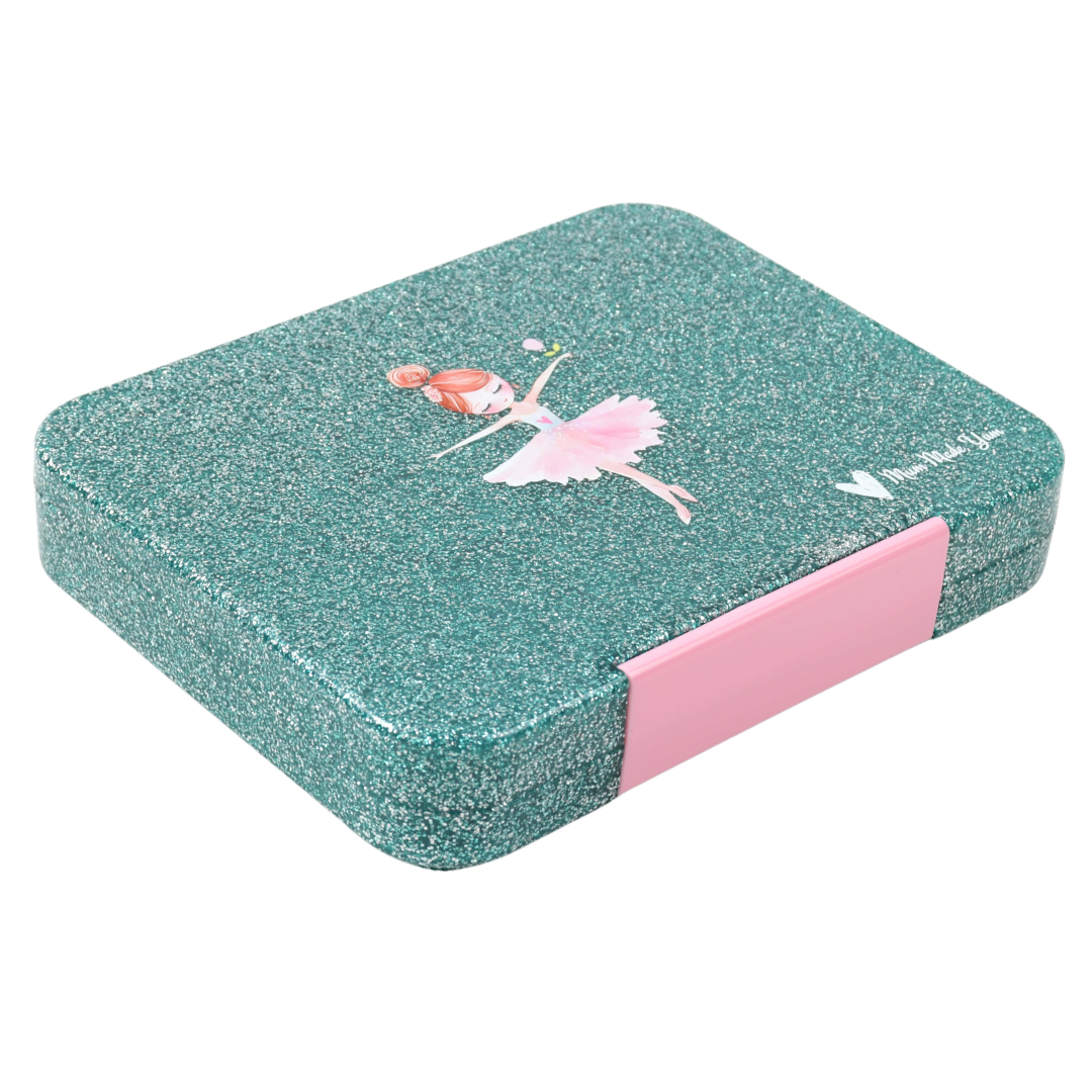 Bento Lunchbox (Large) - Sparkle Teal Ballerina4