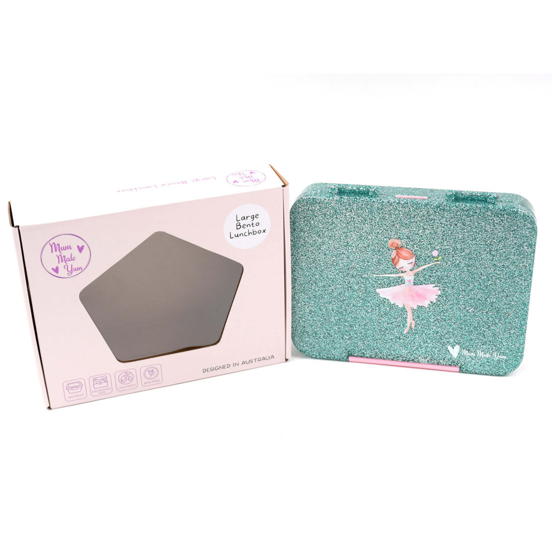 Bento Lunchbox (Large) - Sparkle Teal Ballerina5