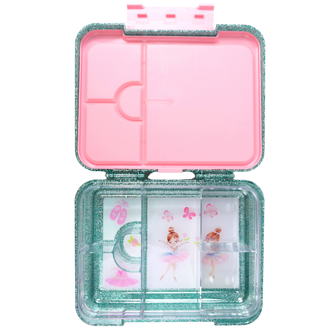 Bento Lunchbox (Large) - Sparkle Teal Ballerina2