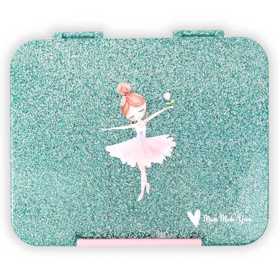 Bento Lunchbox (Large) - Sparkle Teal Ballerina 