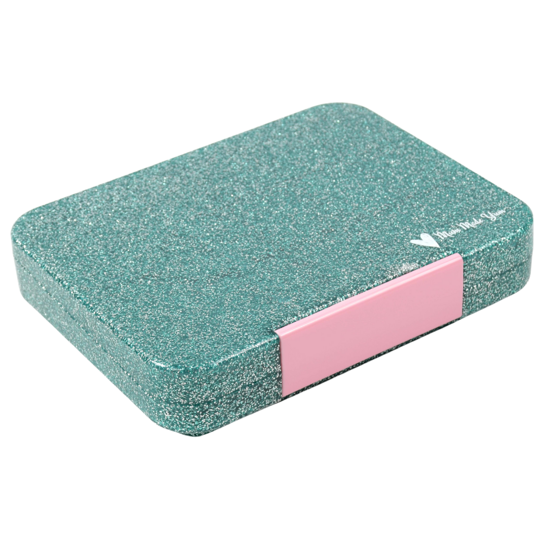 Bento Lunchbox (Large) - Sparkle Teal (Pink Clip)4