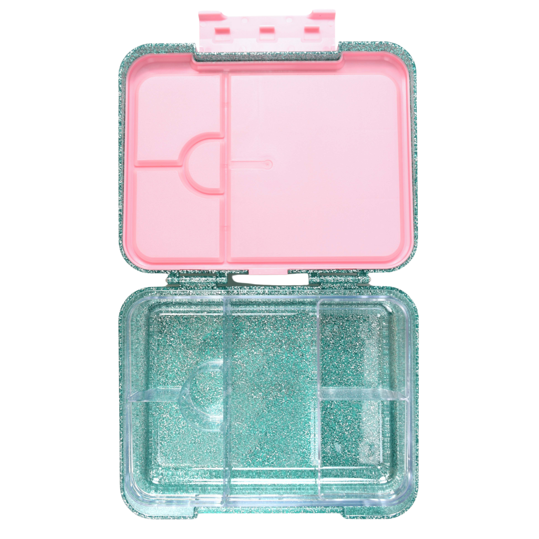 Bento Lunchbox (Large) - Sparkle Teal (Pink Clip)2