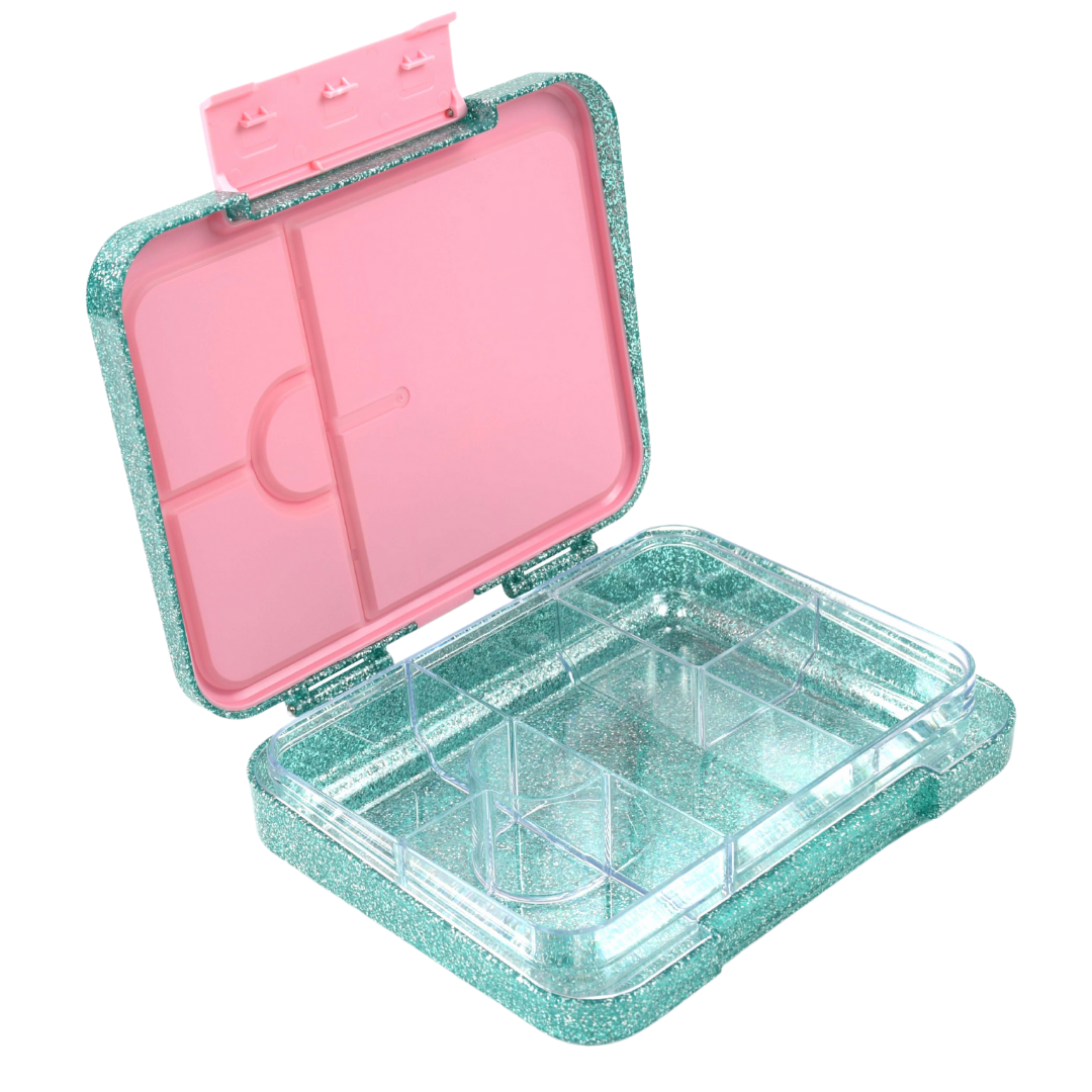 Bento Lunchbox (Large) - Sparkle Teal (Pink Clip)3