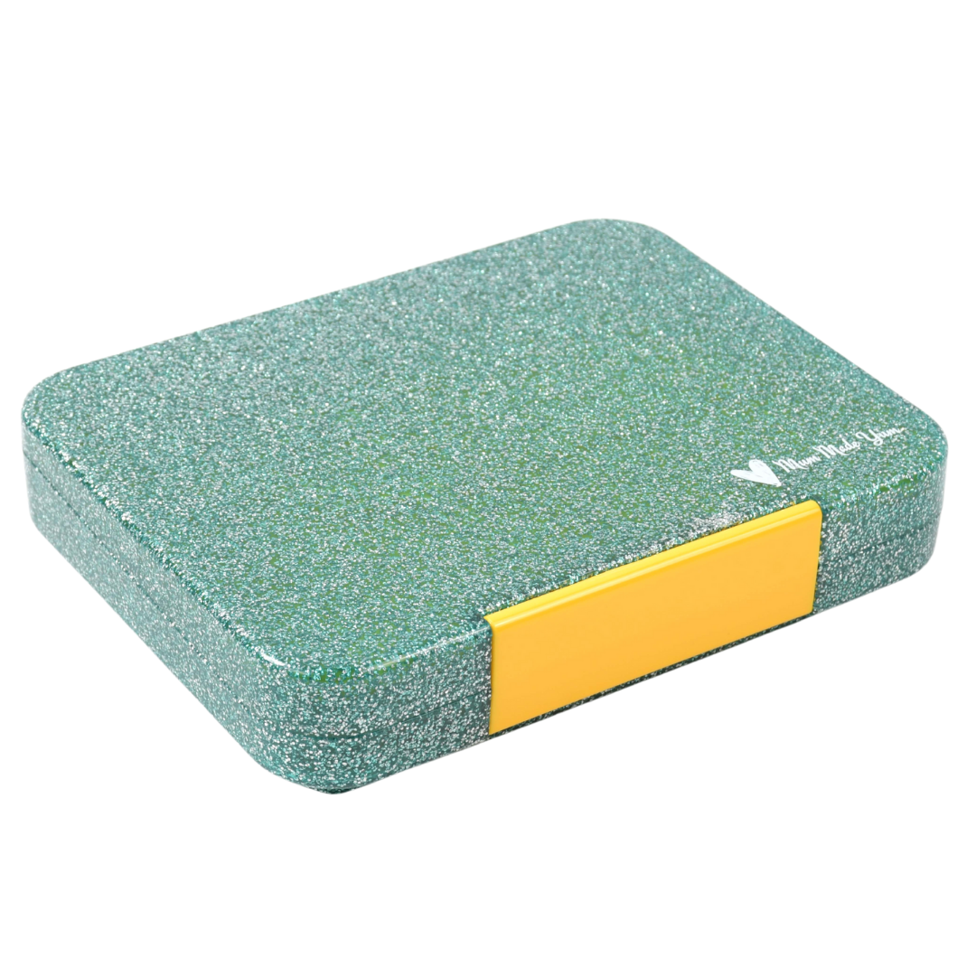Bento Lunchbox (Large) - Sparkle Teal (Yellow Clip)