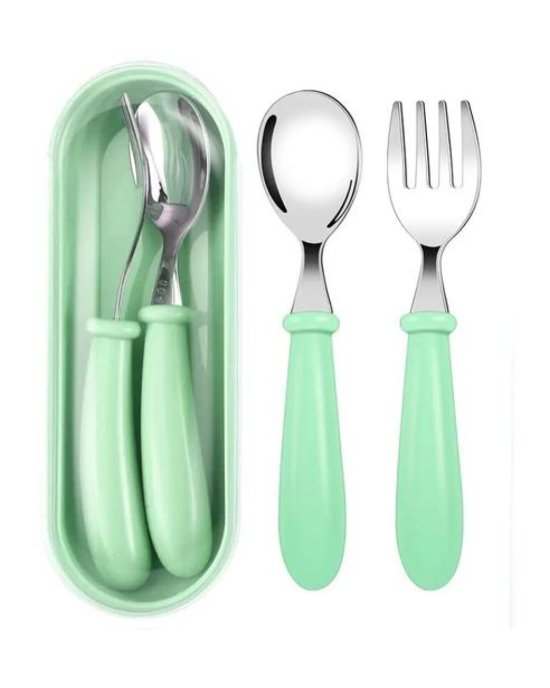 Spoon & Fork Kids Mini Cutlery Set - Green