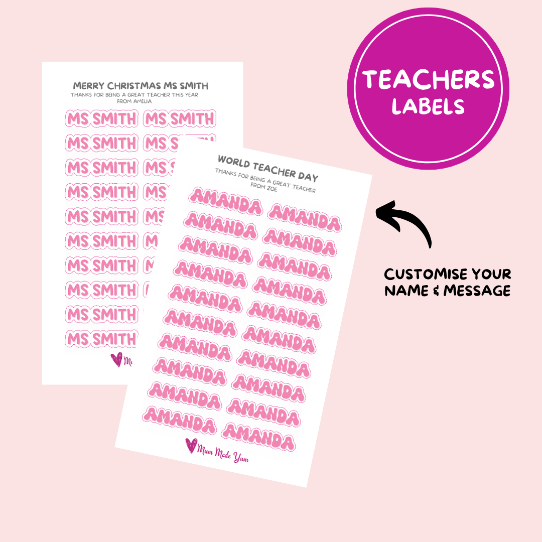 Custom Name Labels - Teachers Gift (20 Labels)