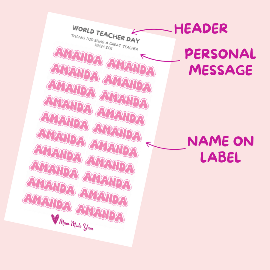 Custom Name Labels - Teachers Gift (20 Labels)