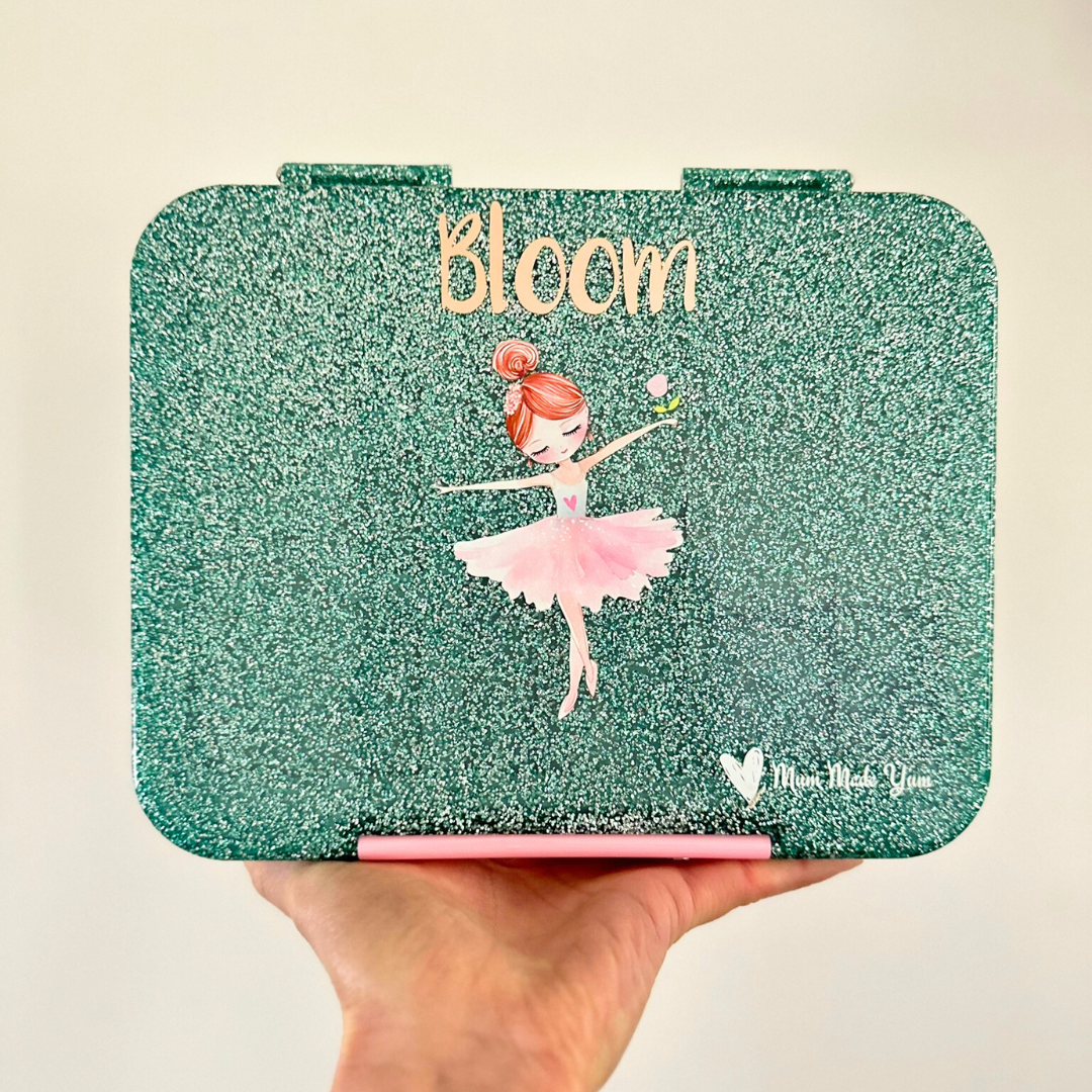 Bento Lunchbox (Large) - Sparkle Teal Ballerina