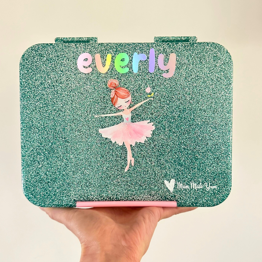 Bento Lunchbox (Large) - Sparkle Teal Ballerina