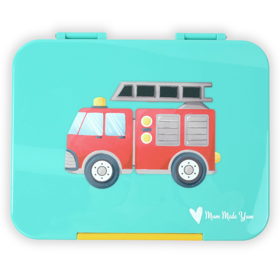 Bento Lunchbox (Large) - Teal Fire Truck 