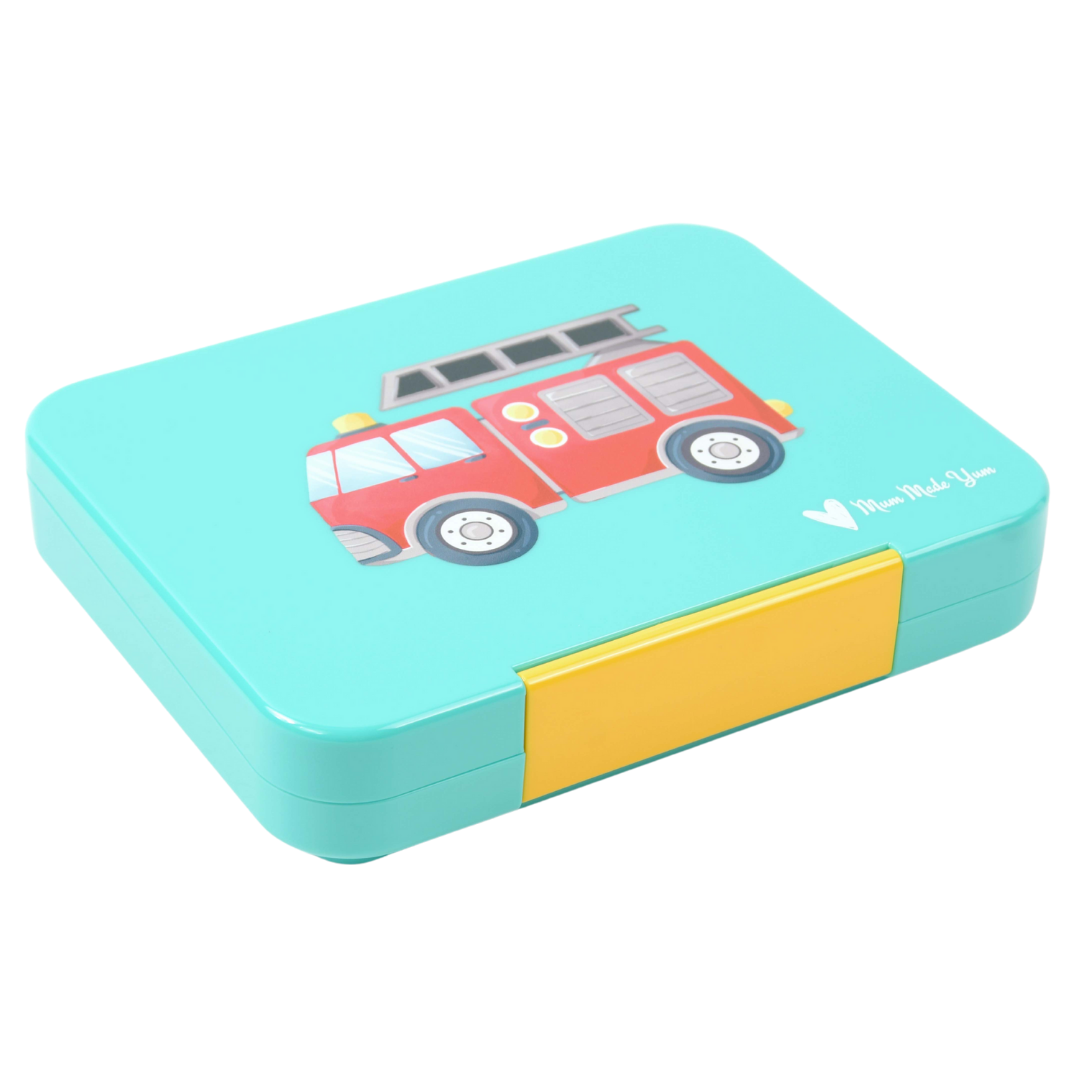 Bento Lunchbox (Large) - Teal Fire Truck 3