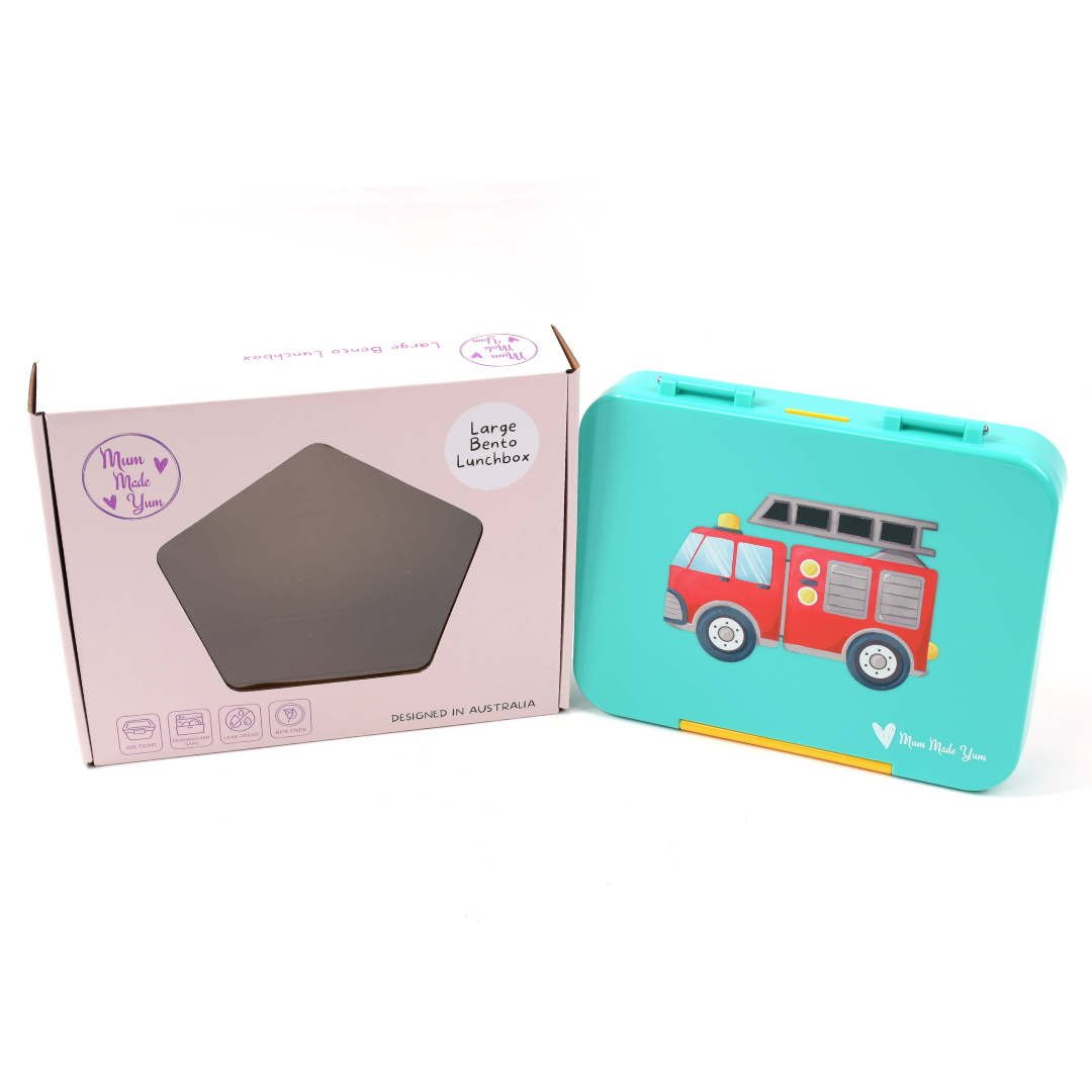 Bento Lunchbox (Large) - Teal Fire Truck 5
