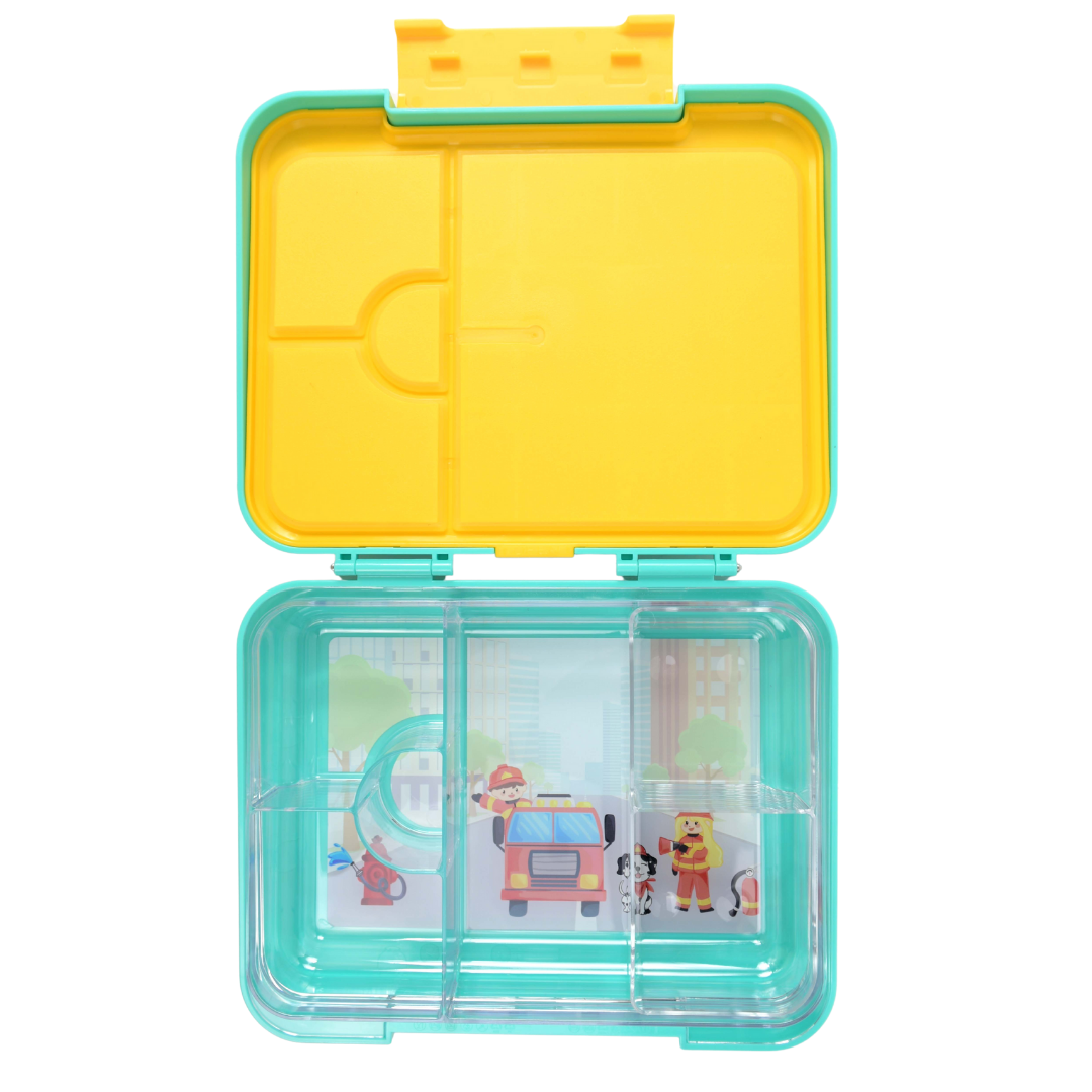 Bento Lunchbox (Large) - Teal Fire Truck 2