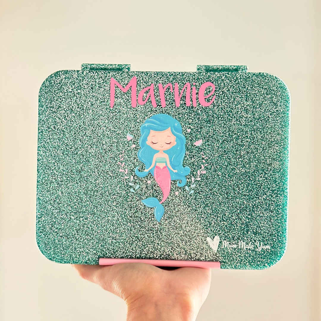 Bento Lunchbox (Large) - Sparkle Teal Mermaid