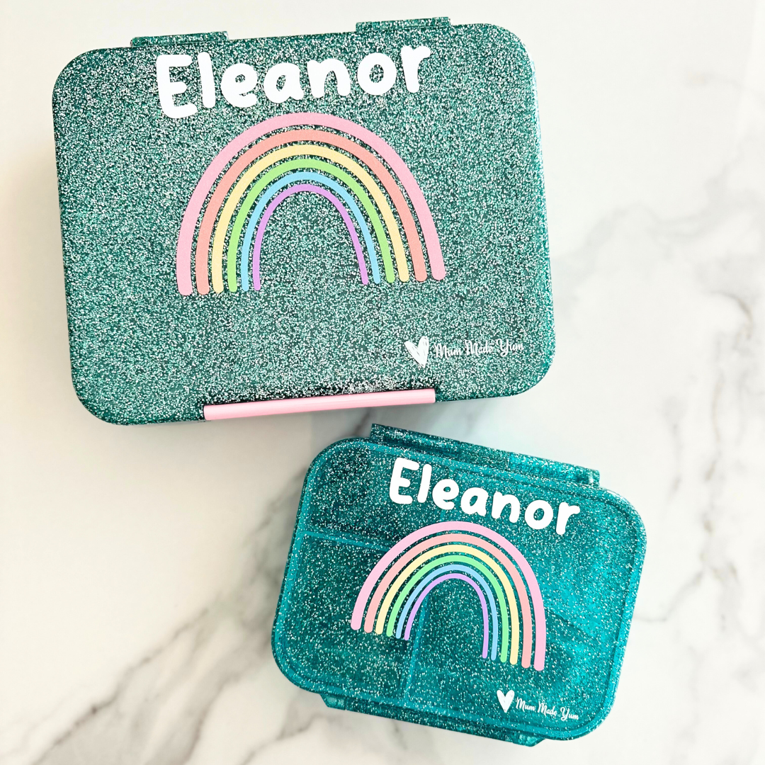 BUNDLE: Teal Sparkle Rainbow Lunchbox Value Bundle (Large + Mini)