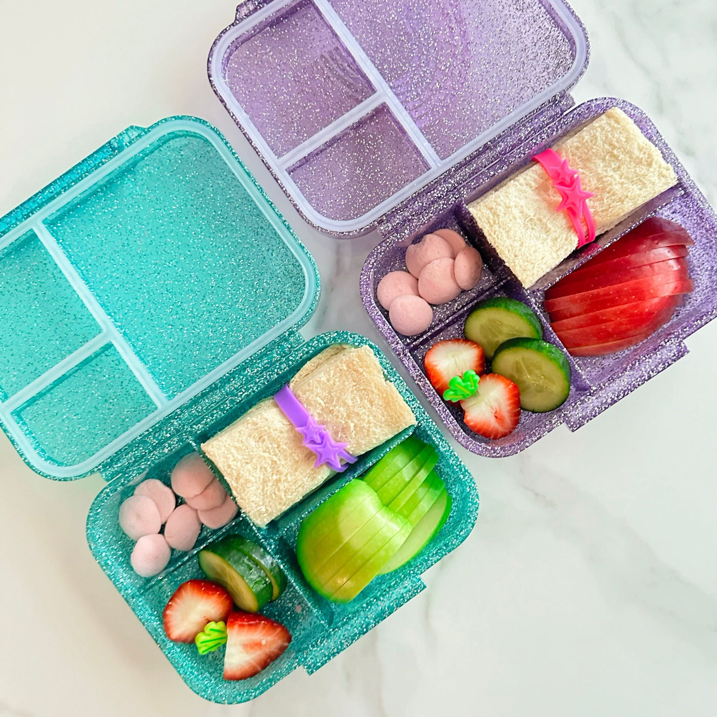 Bento Lunchbox (Mini Snack) - Sparkle Teal Rainbow