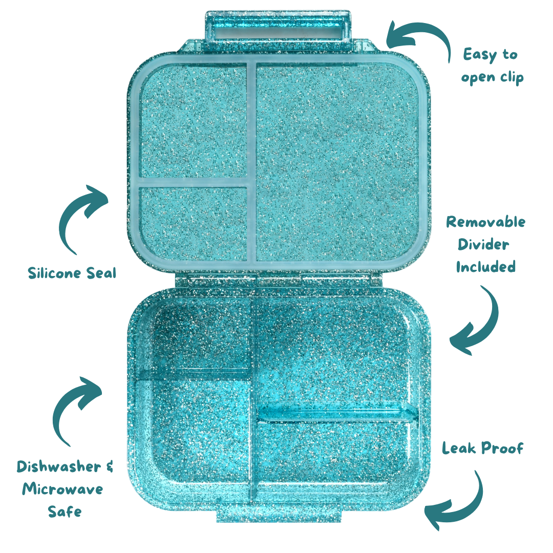 Mini Snack Bento Lunchbox - Sparkle Teal