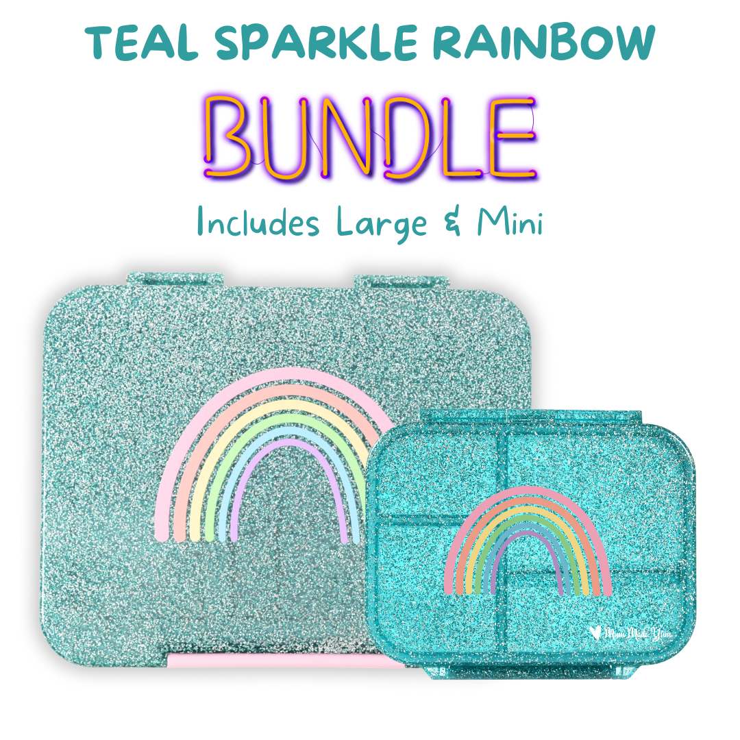 BUNDLE: Teal Sparkle Rainbow Lunchbox Value Bundle (Large + Mini)