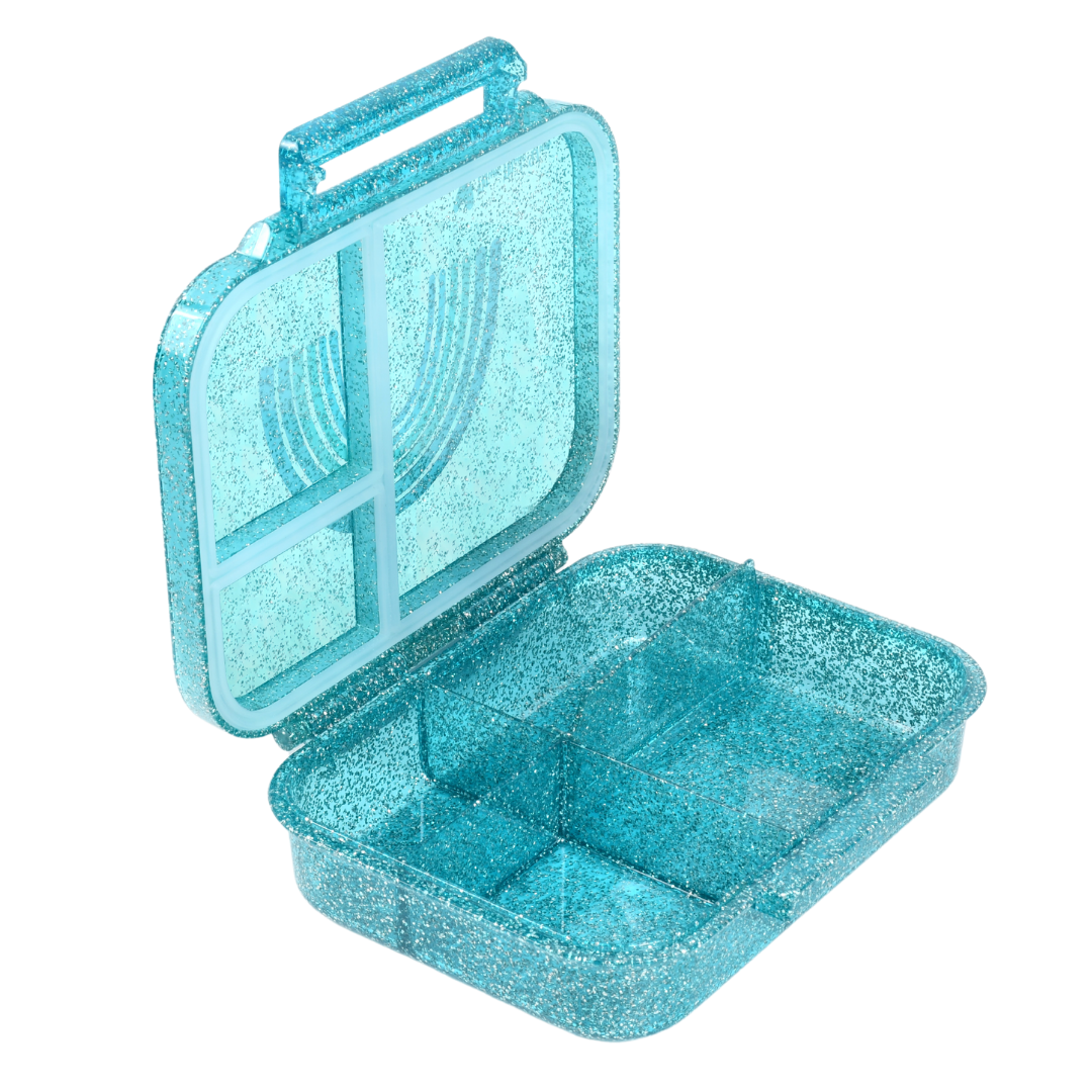 Mini Snack Bento Lunchbox - Sparkle Teal Rainbow