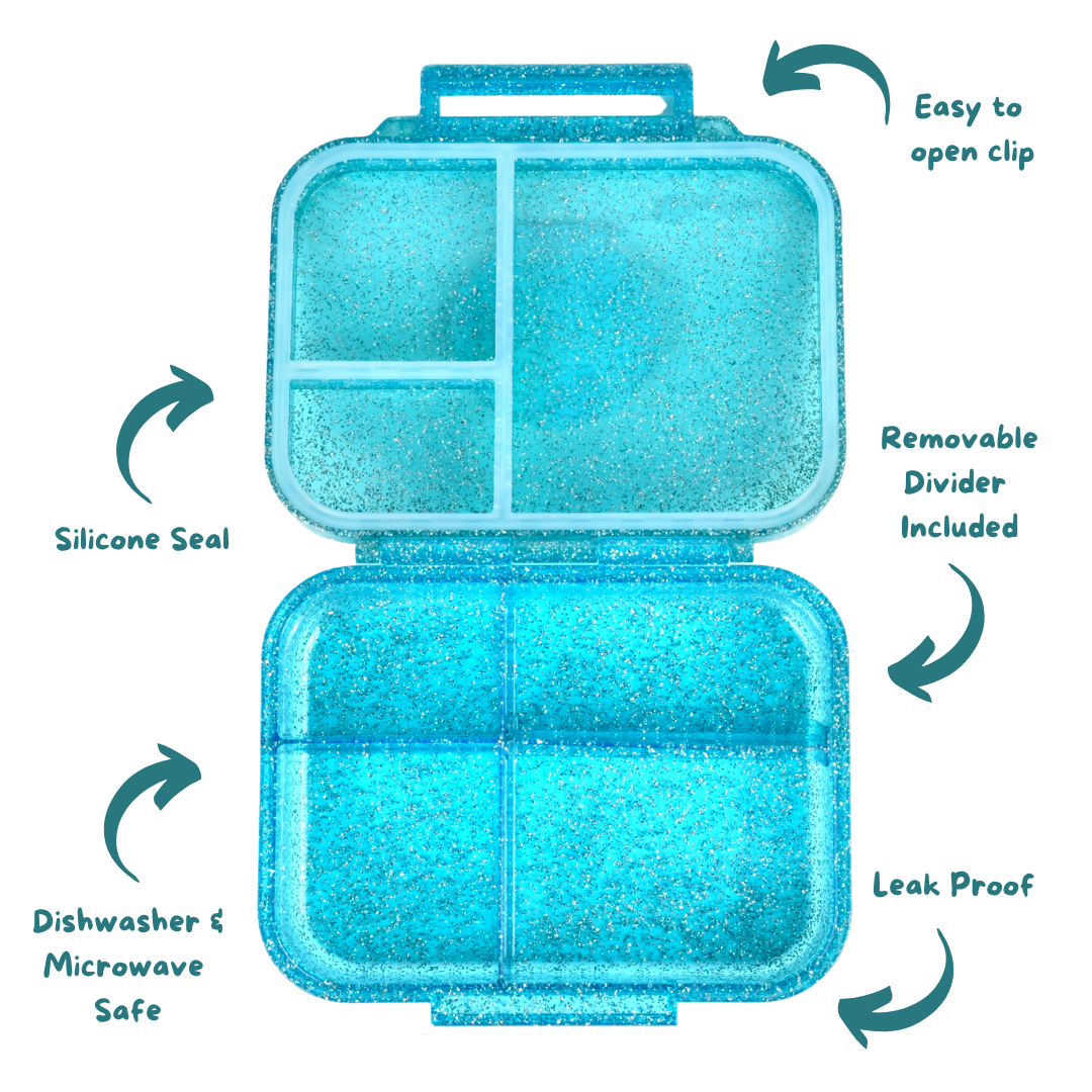 Bento Lunchbox (Mini Snack) - Sparkle Teal Soccer