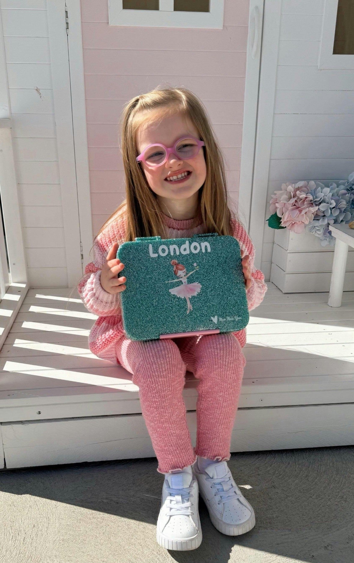 Bento Lunchbox (Large) - Sparkle Teal Ballerina - ALMOST GONE