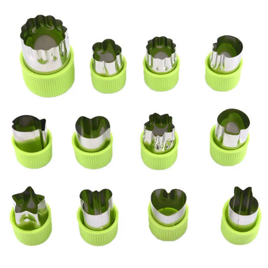 Fruit & Veggie Cutters - Green - 12 Piece Set