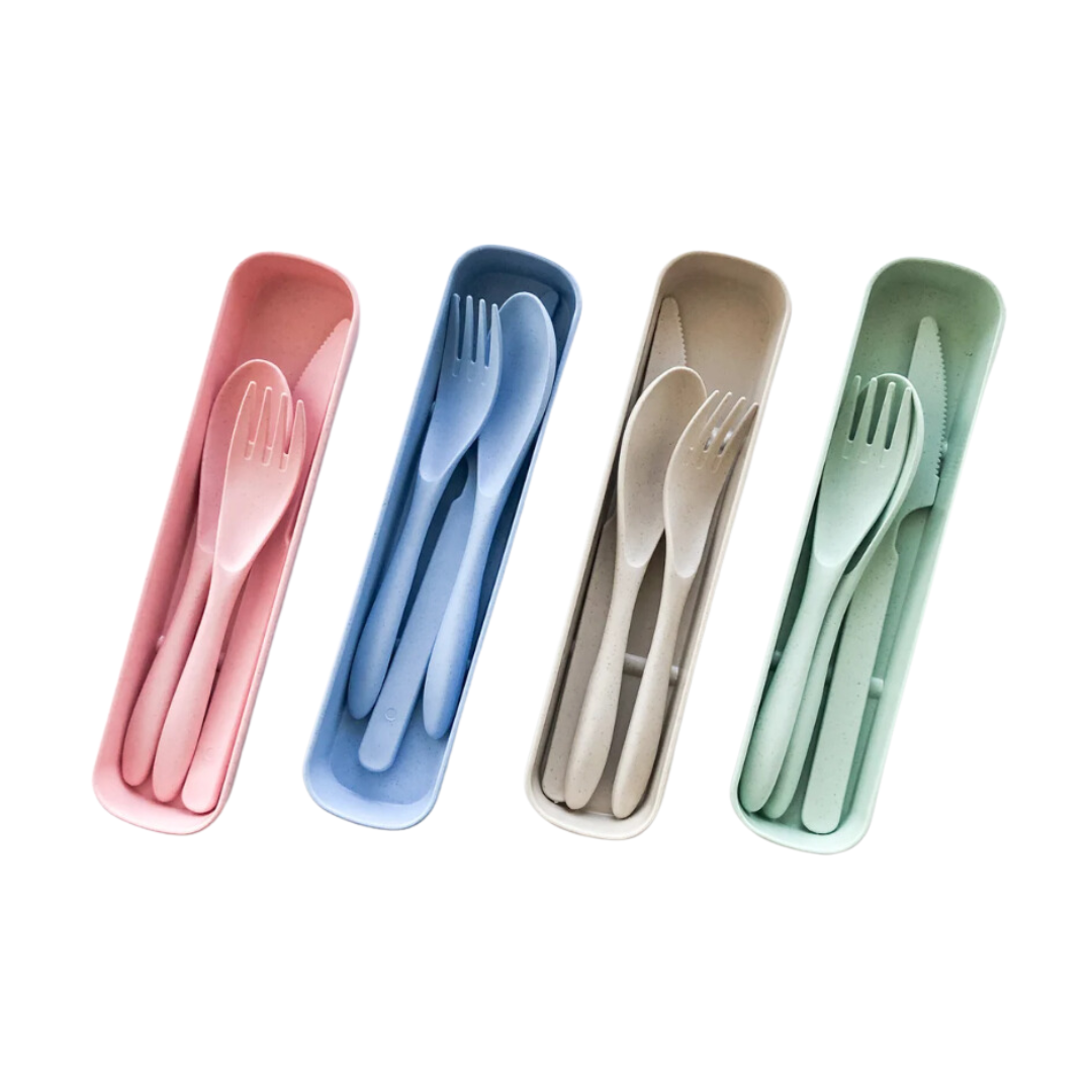 Wheat Straw Lunchbox Cutlery Set - Green4
