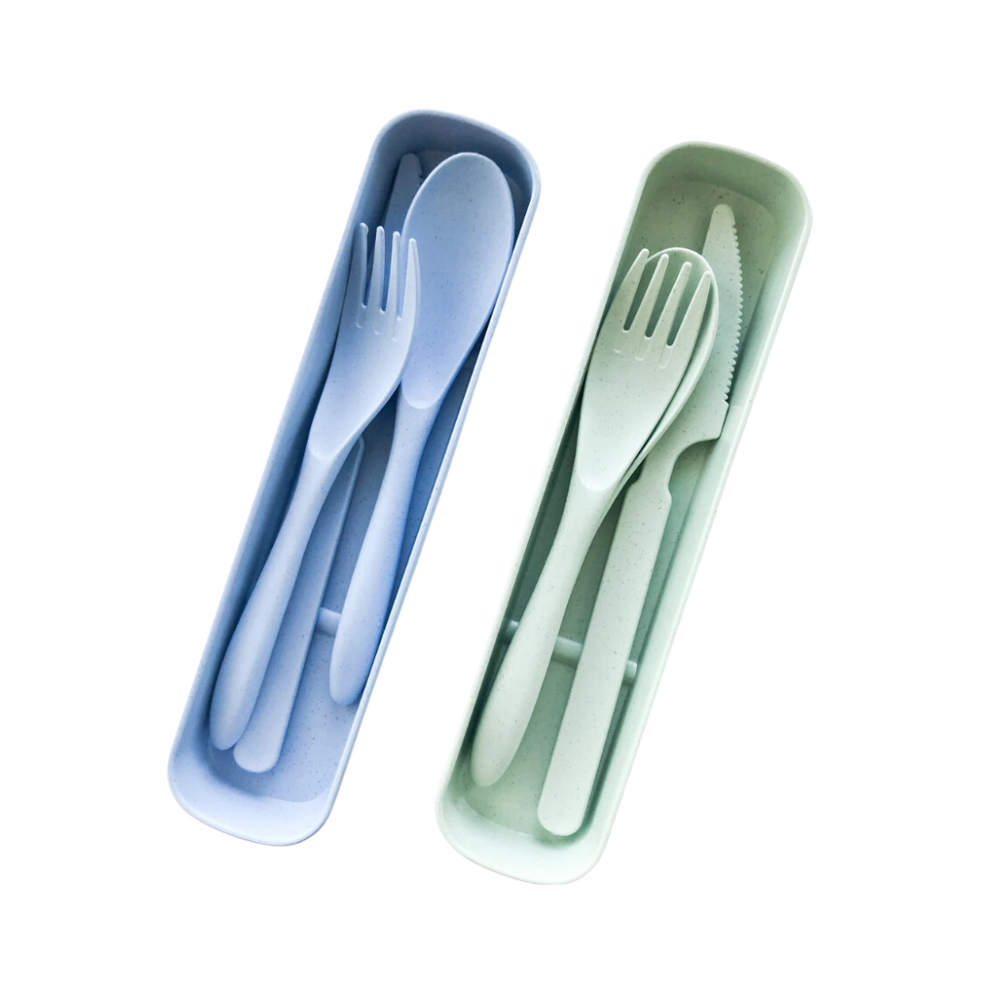 Wheat Straw Lunchbox Cutlery Set - Green3