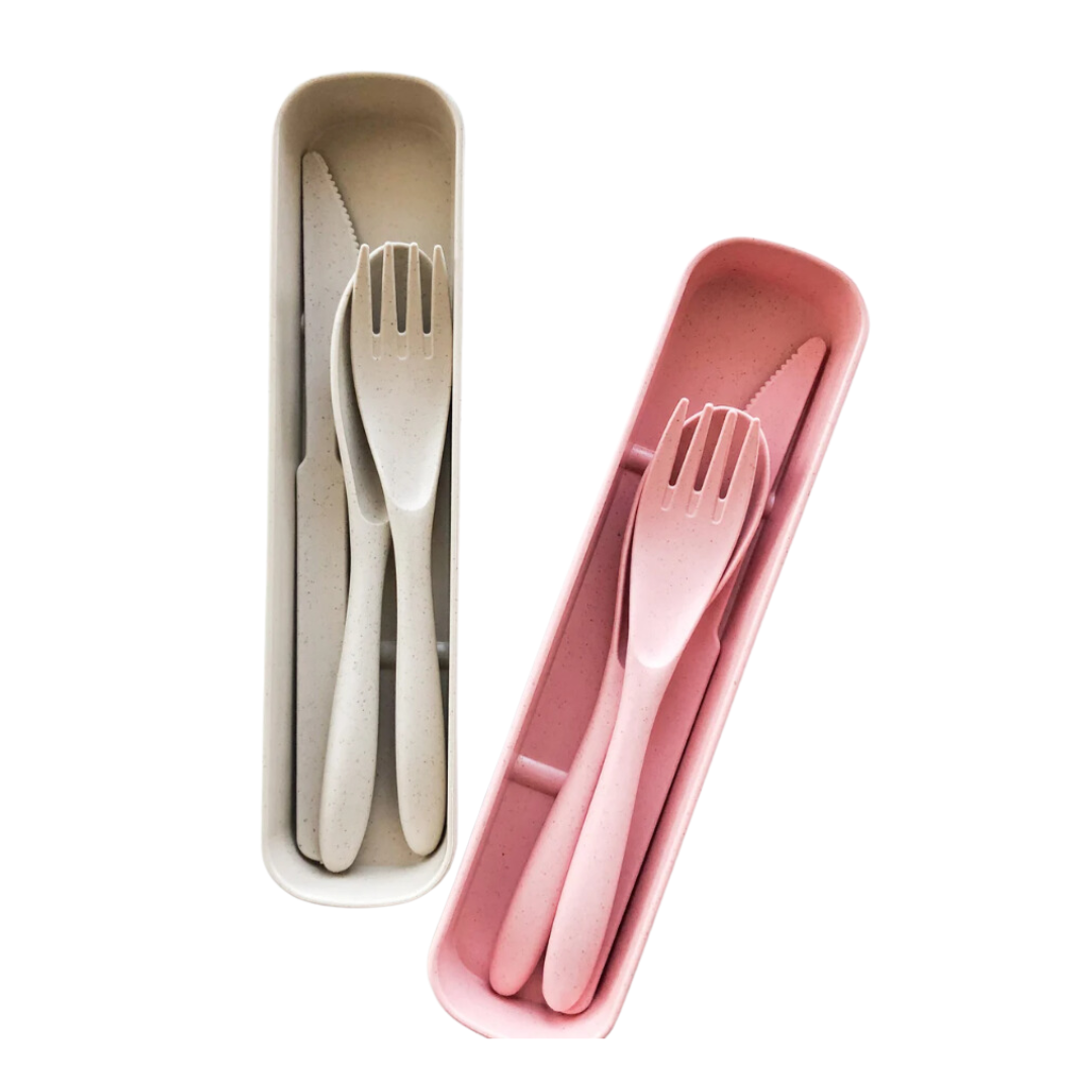 Wheat Straw Lunchbox Cutlery Set - Pink5