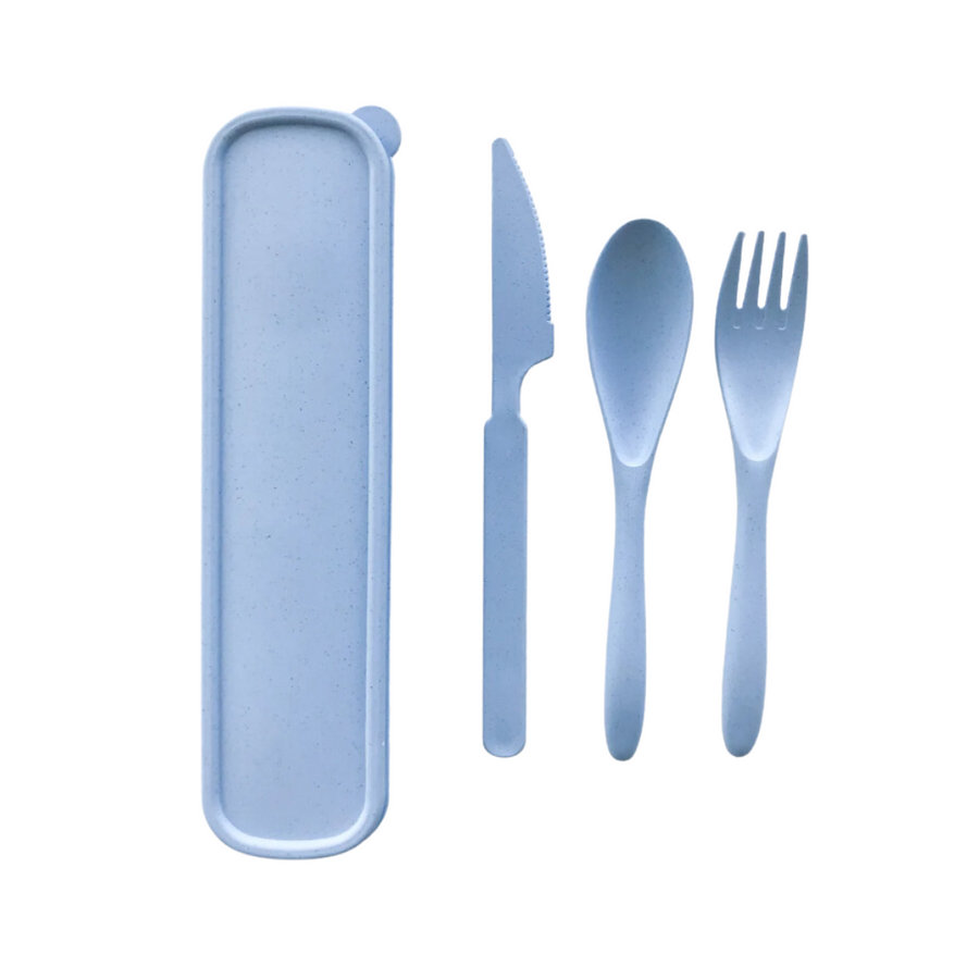 Wheat Straw Lunchbox Cutlery Set - Blue
