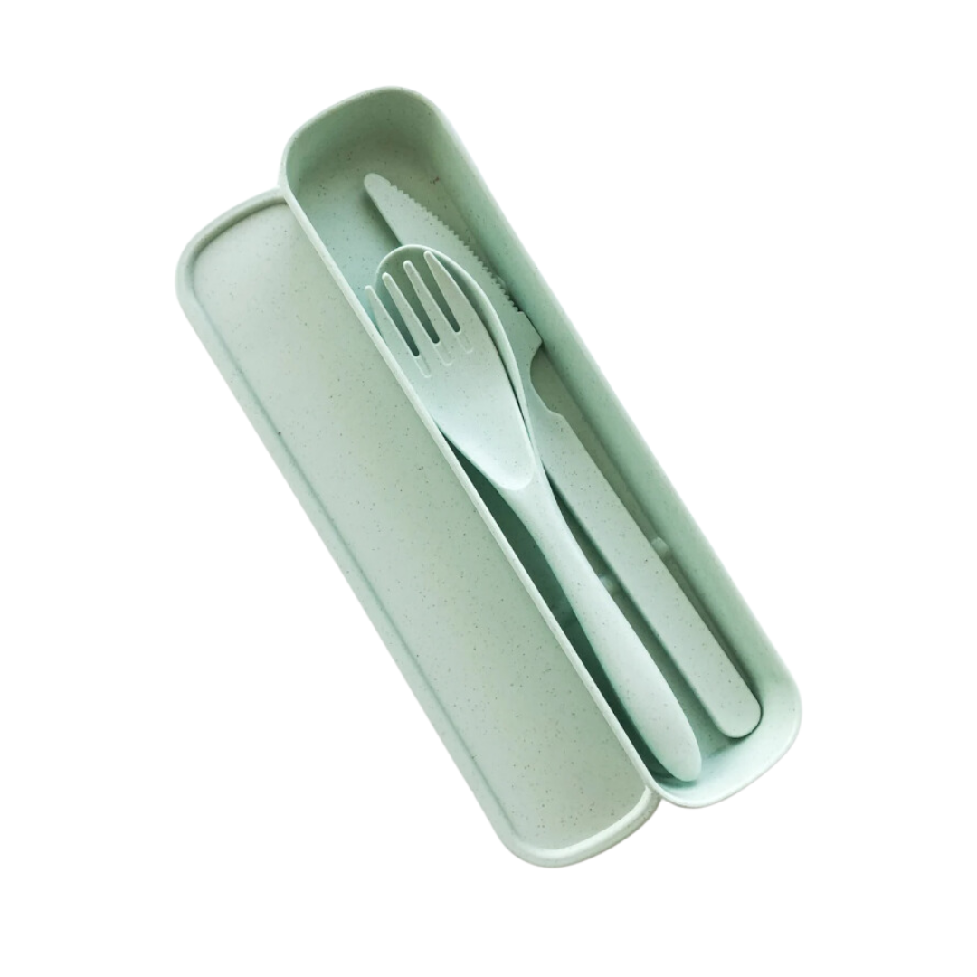 Wheat Straw Lunchbox Cutlery Set - Green