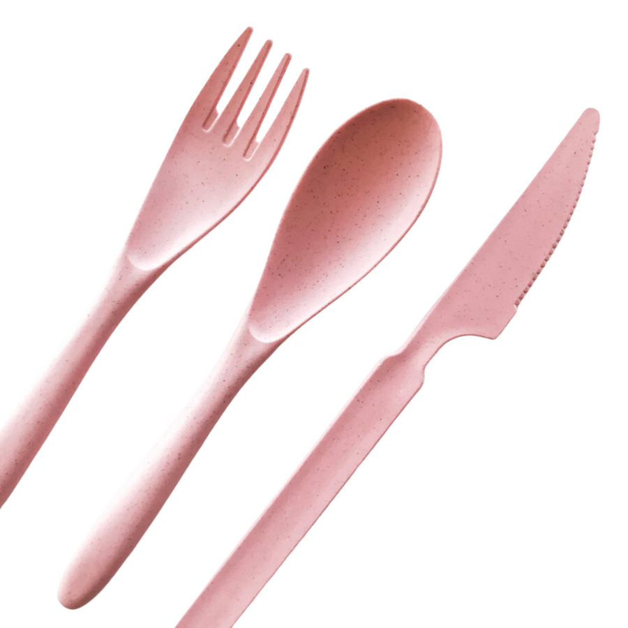 Wheat Straw Lunchbox Cutlery Set - Pink2