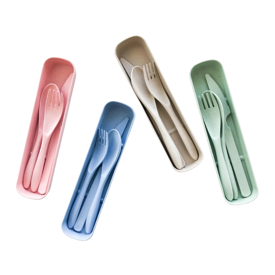 Wheat Straw Lunchbox Cutlery Set - Blue2