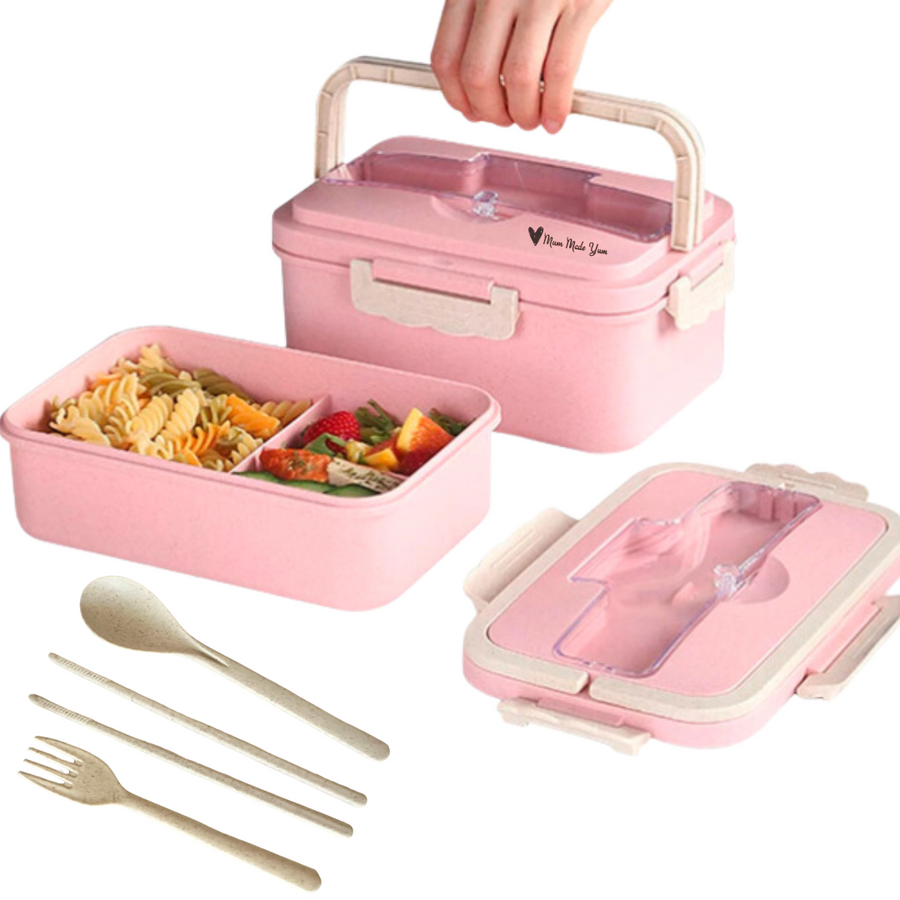 Bento Lunchbox & Cutlery - Pink