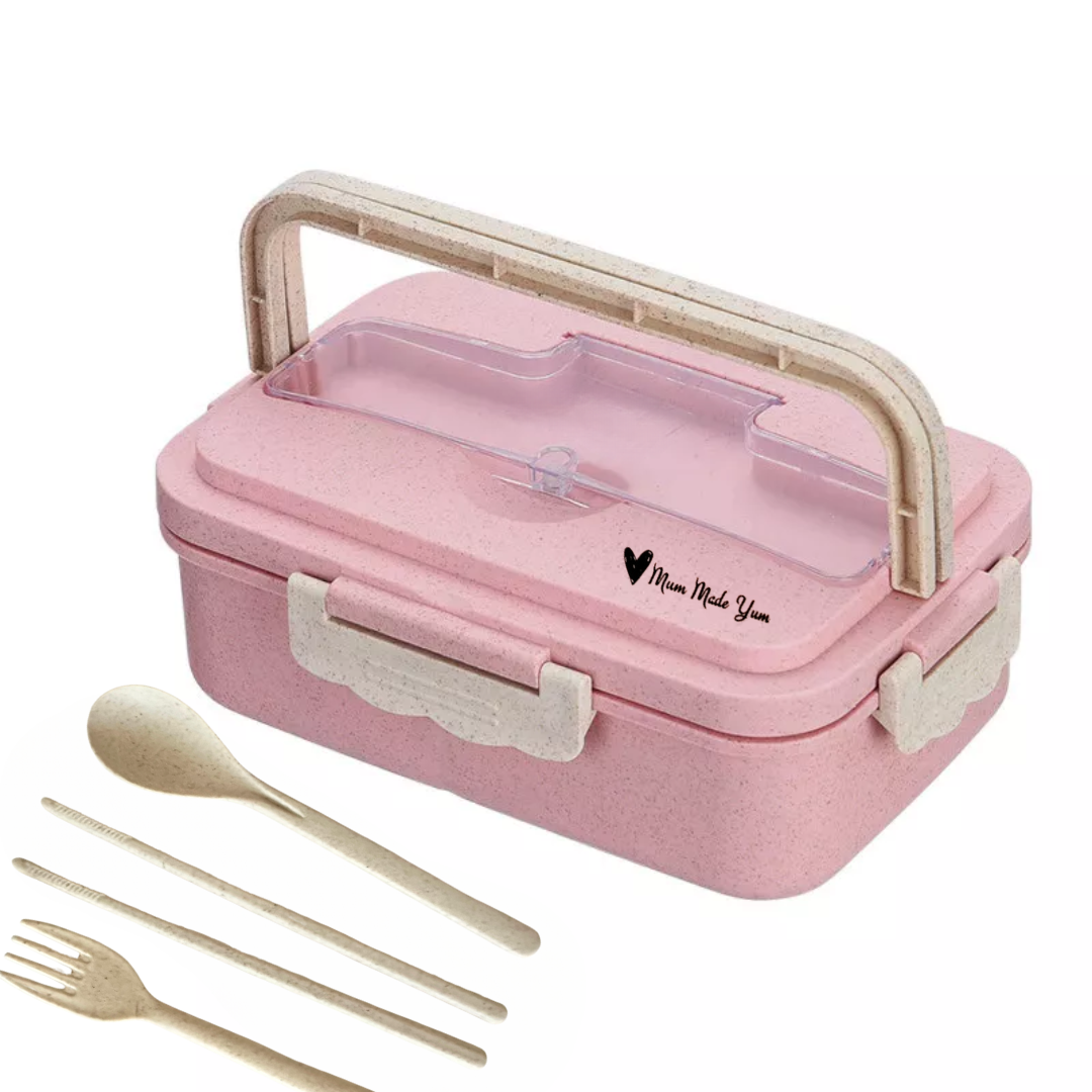 Bento Lunchbox & Cutlery - Pink