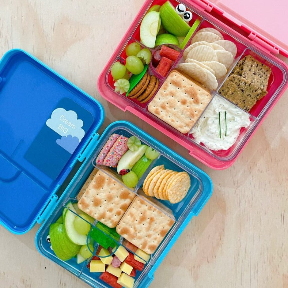 Bento Lunchbox (Large) - Sparkle Blue (Pink Clip)
