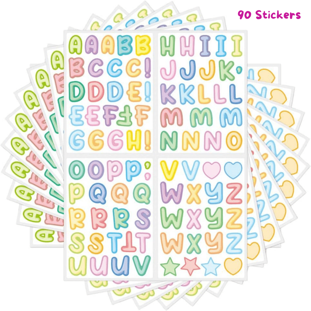 ABC Alphabet Sticker Sheet - 90 stickers - Mum Made YumAccessories