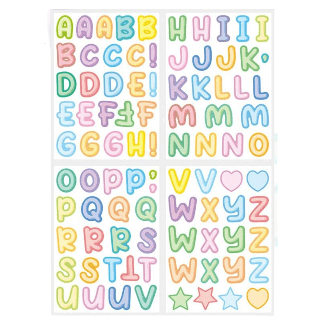 ABC Alphabet Sticker Sheet - 90 stickers - Mum Made YumAccessories