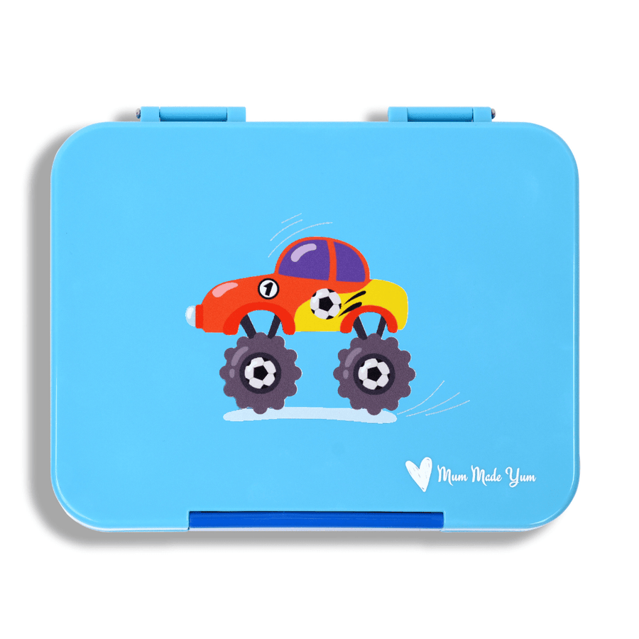 Bento Lunchbox (Large) - Light Blue Car - Mum Made YumLunchbox
