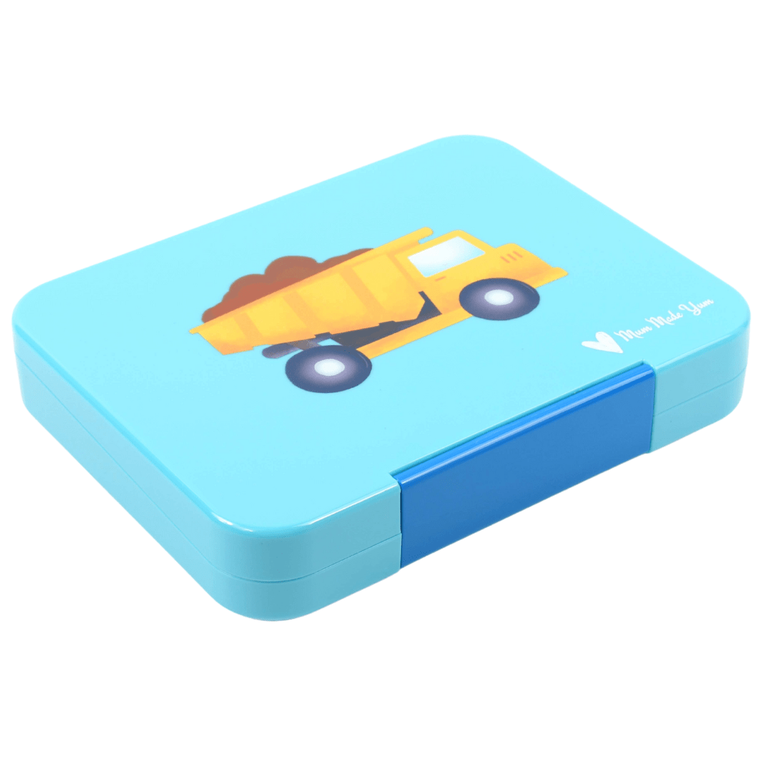 Bento Lunchbox (Large) - Light Blue Construction - Mum Made YumLunchbox