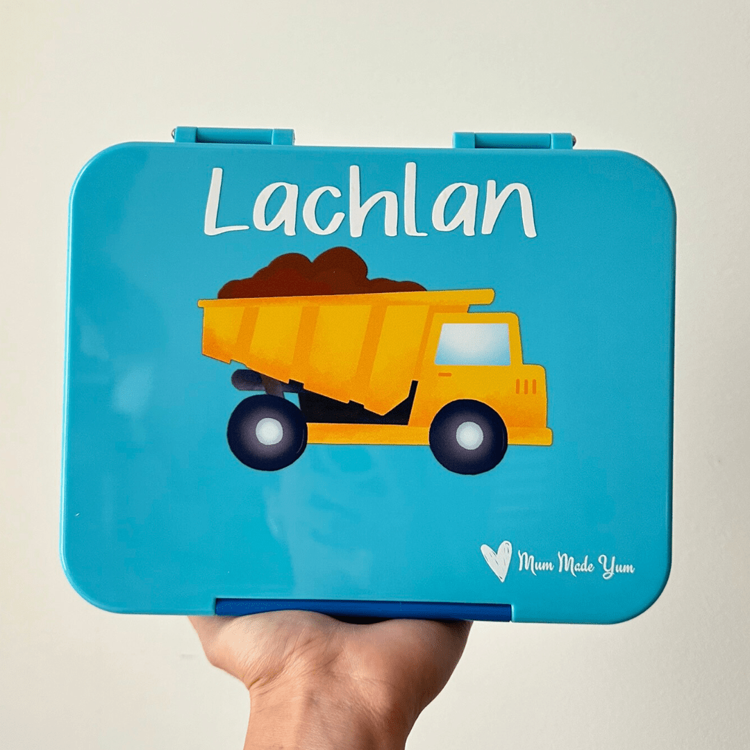 Bento Lunchbox (Large) - Light Blue Construction - Mum Made YumLunchbox