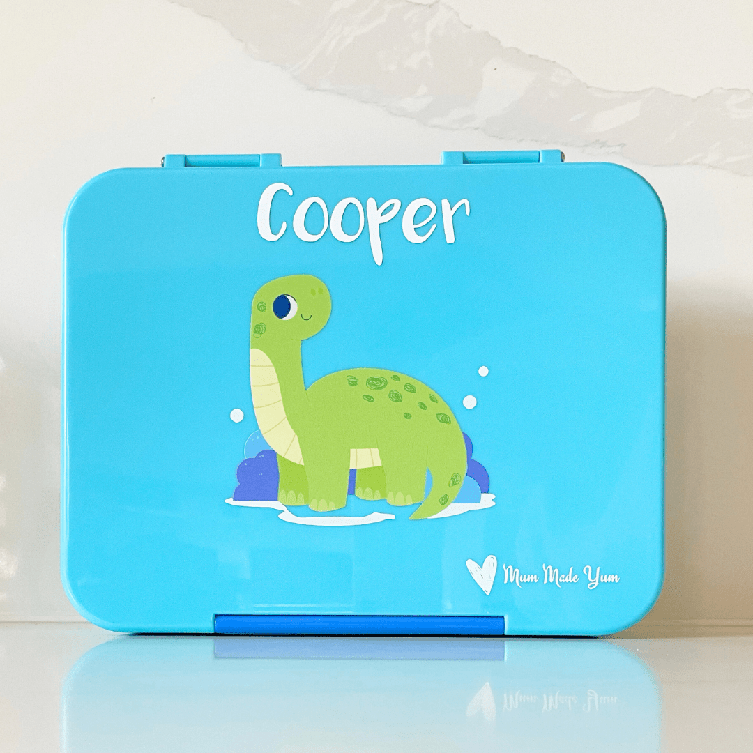 Bento Lunchbox (Large) - Light Blue Dino - LAST ONE - Mum Made YumLunchbox