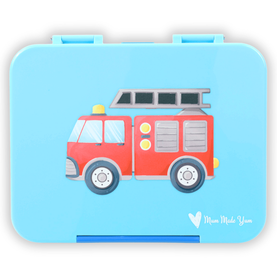 Bento Lunchbox (Large) - Light Blue Fire Truck - Mum Made YumLunchbox