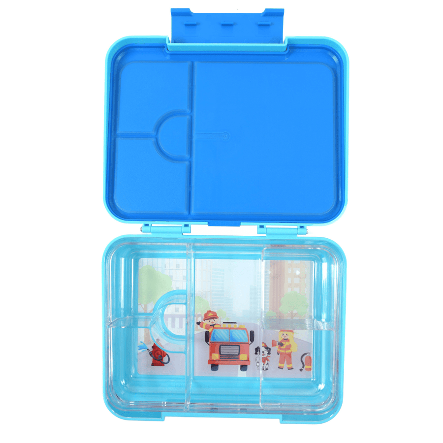 Bento Lunchbox (Large) - Light Blue Fire Truck - Mum Made YumLunchbox