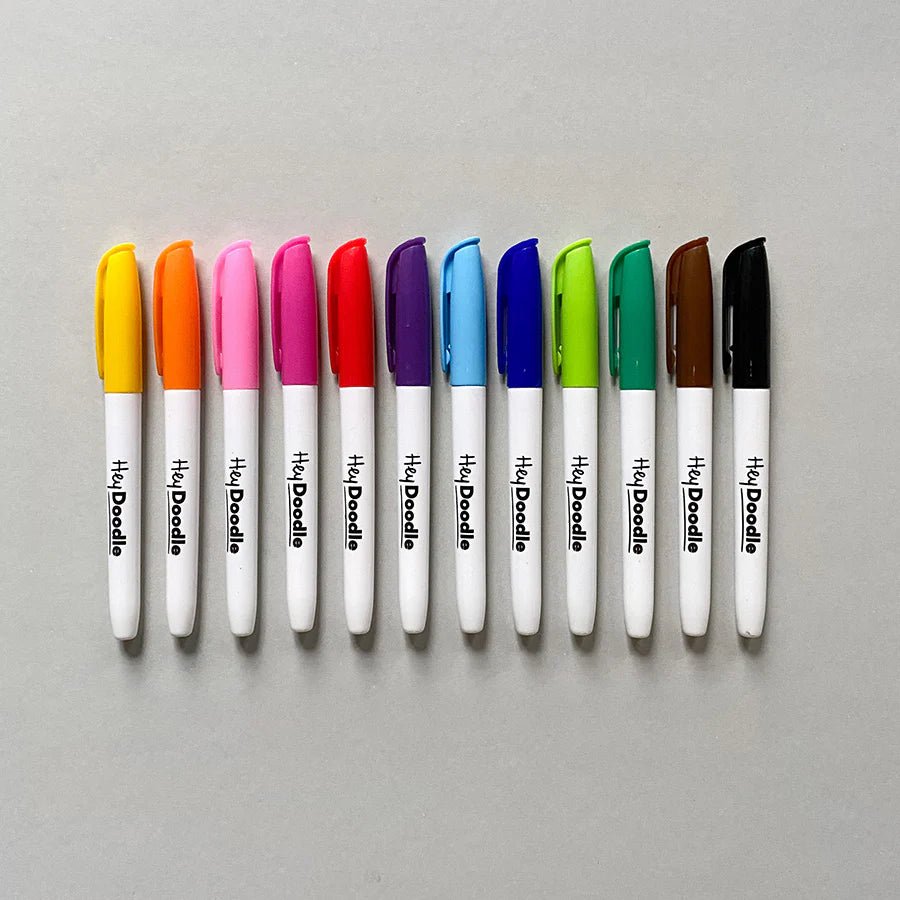 HeyDoodle Standard Colour Markers (12 Colours) - Mum Made YumToys