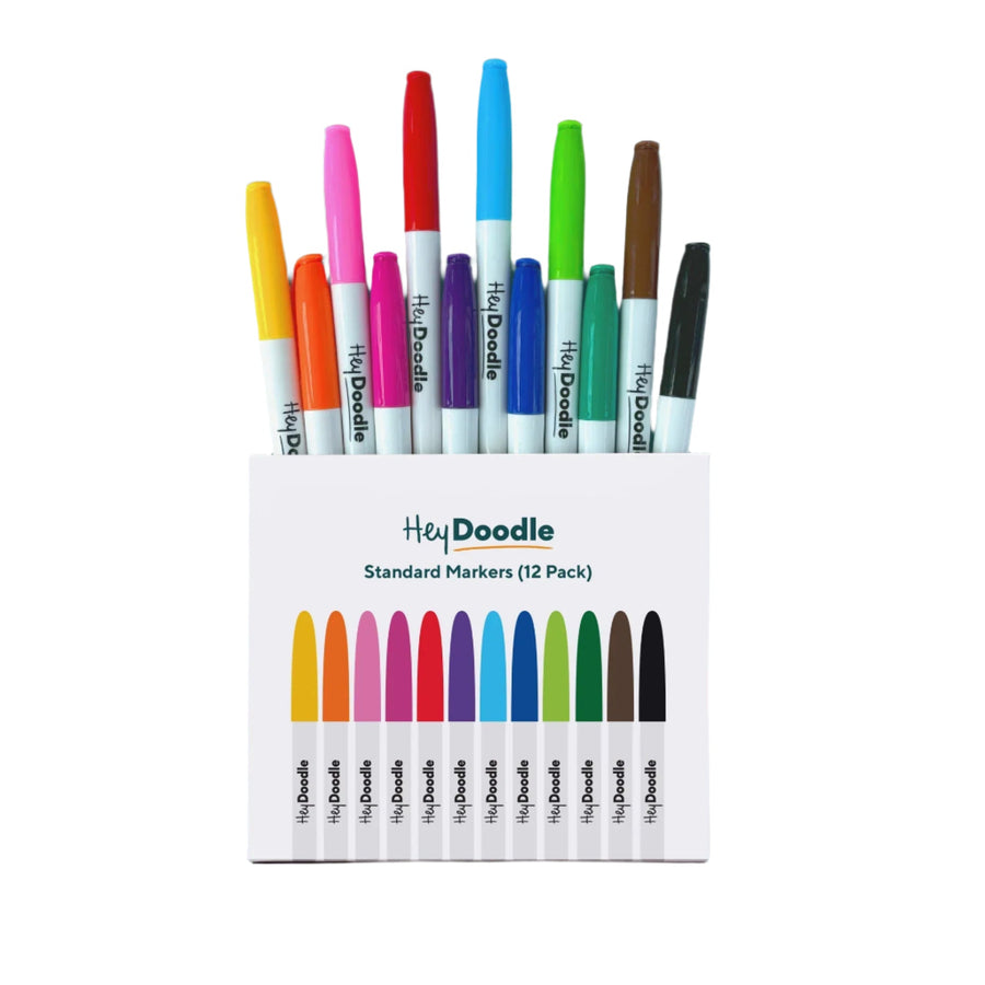 HeyDoodle Standard Colour Markers (12 Colours) - Mum Made YumToys