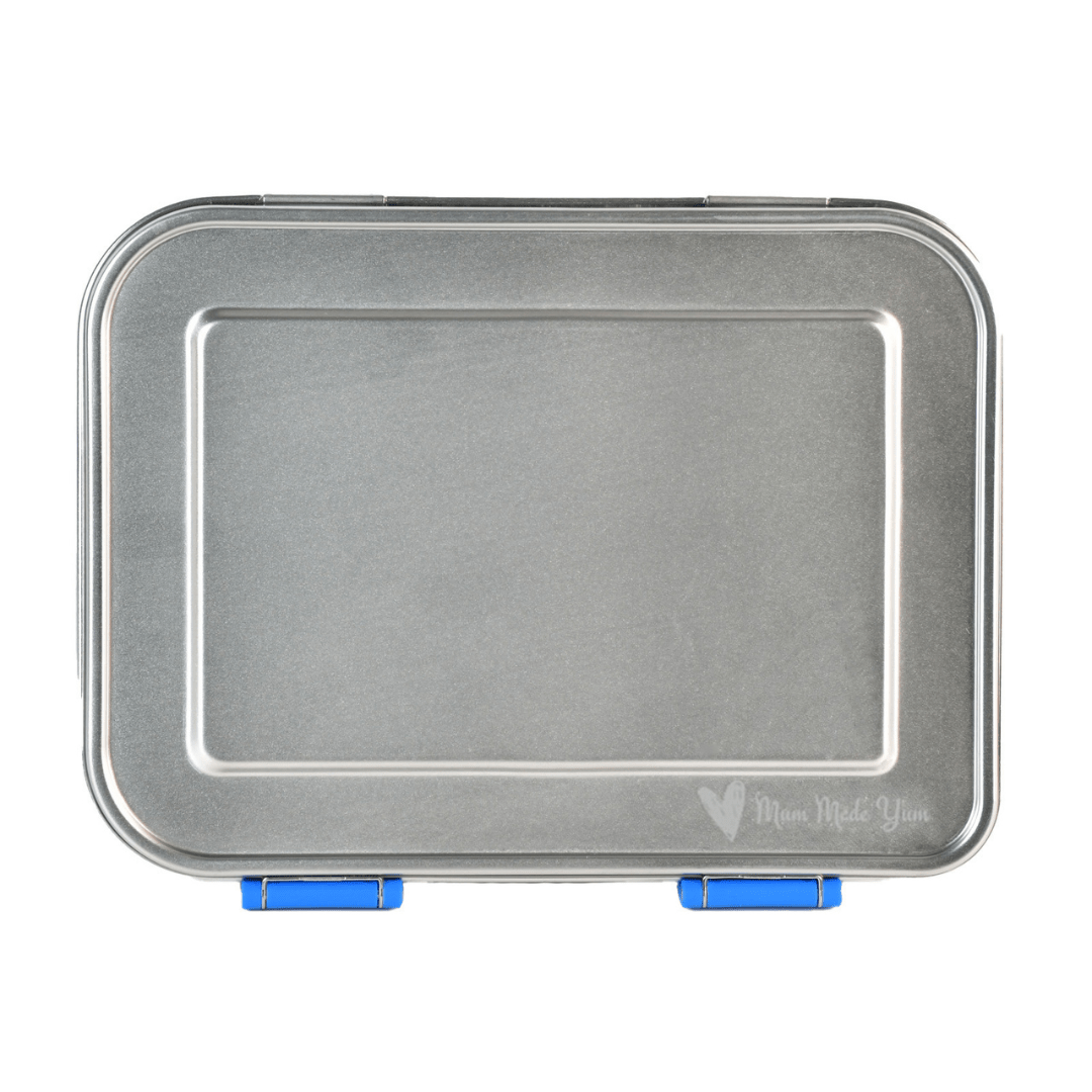 Mighty Stainless Steel 3 - Compartment Lunchbox - Blue - Mum Made Yum